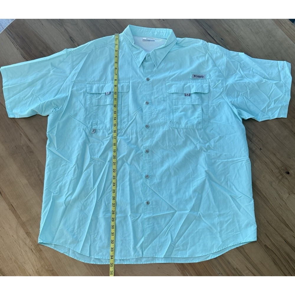 Columbia Fishing Shirt Mens 3XL/3XT PFG Short Sleeve Omni-Shade Mint Green Tee - Picture 13 of 14